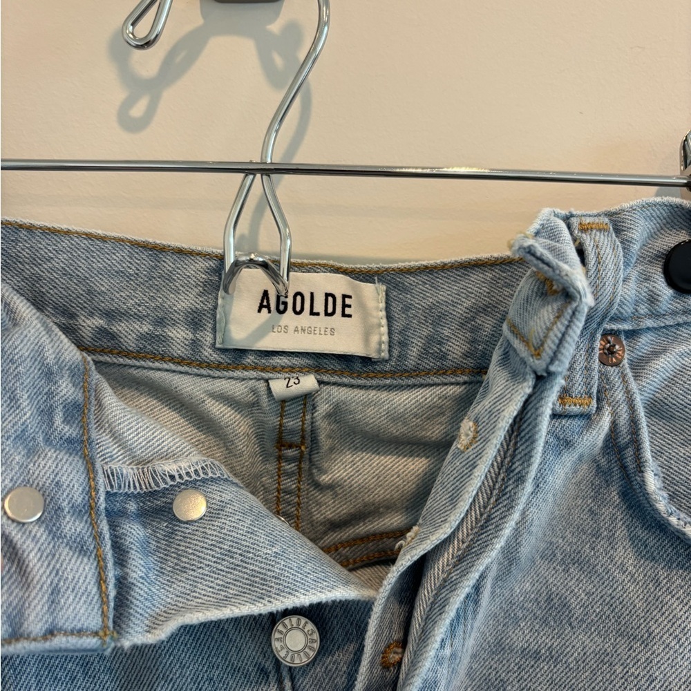 Agolde High Rise Light Blue Dee Short - Picture 2 of 6